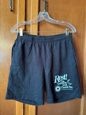 Okay To Rest Graphic Black Casual Shorts XS